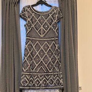 Adrianna Papell Metallic Beaded Dress